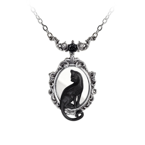 Alchemy Gothic Jewelry - Alchemy Gothic Feline Felicity Black Cat Framed Mirror Pendant NEW